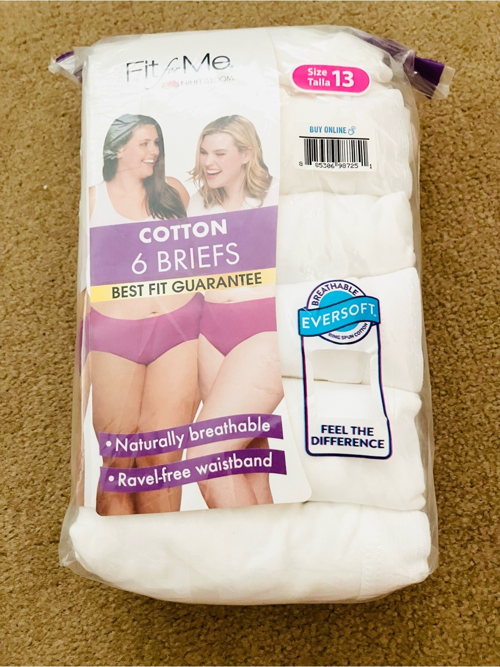 Fruit of the Loom White Women's Cotton Briefs - 6 Pack